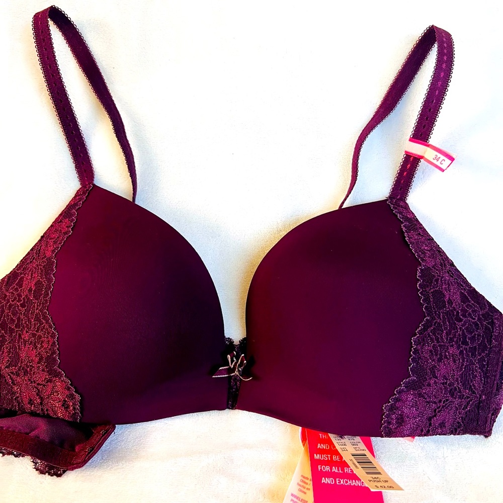 Uncommon Sense burgundy push-up bra